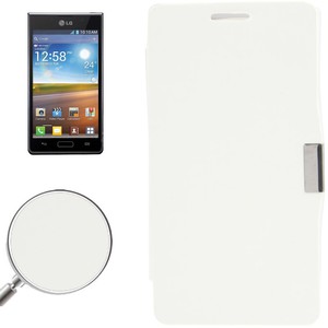 Handyh�lle Tasche f�r LG Optimus L7 / P700 wei� geb�rstet