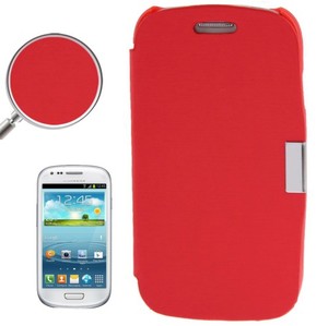  Handyh�lle Tasche f�r Samsung Galaxy S3 mini i8190 / i8195 / i8200 rot geb�rstet