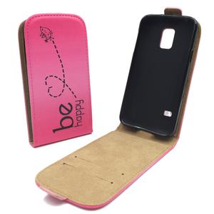 Handyh�lle Tasche f�r Handy Samsung Galaxy S5 Mini Be Happy Pink