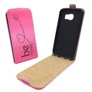 Handyh�lle Tasche f�r Handy Samsung Galaxy S6 Be Happy Pink