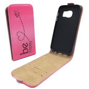 Handyh�lle Tasche f�r Handy Samsung Galaxy S7 Be Happy Pink