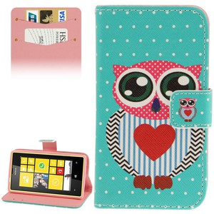 Schutzh�lle Handytasche (Flip Quer) f�r Handy Nokia Lumia 520 Eule mit Herz