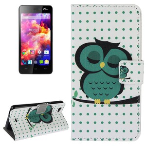 Schutzh�lle Handytasche (Flip Quer) f�r Handy Wiko Highway Signs Dicke Eule auf Ast