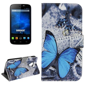 Schutzhlle Handytasche (Flip Quer) fr Handy Wiko Darknight Blauer Schmetterling