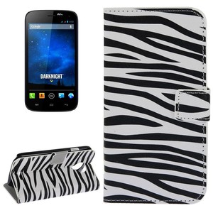 Schutzhlle Handytasche (Flip Quer) fr Handy Wiko Darknight Zebra Muster