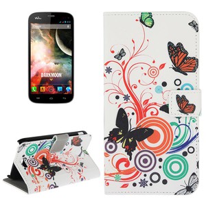 Schutzh�lle Handytasche (Flip Quer) f�r Handy Wiko Darkmoon Bunte Schmetterlinge