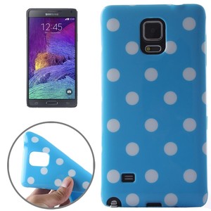 Schutzh�lle f�r Handy Samsung Galaxy Note 4 SM-N910F Hellblau / Wei� gepunktet