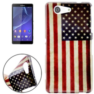 Schutzh�lle Handytasche Etuis TPU f�r Handy Sony Xperia Z3 Compact Retro Fahne USA
