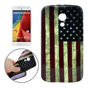 Schutzh�lle Handytasche Etuis TPU f�r Handy Motorola Moto G2 Motiv Retro Fahne USA
