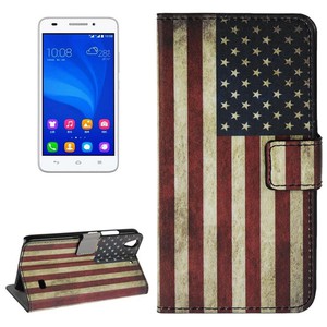 Handyh�lle Tasche f�r Handy Huawei Ascend G620S Motiv Retro Fahne USA