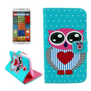 Handyh�lle Tasche f�r Handy Motorola Moto X (2nd Gen.) Motiv Dicke Eule mit Herz