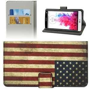 Handyh�lle Tasche f�r Handy LG Electronics G3 S Motiv Retro Fahne USA