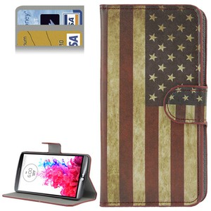 Handyh�lle Tasche f�r Handy LG G3 Retro Fahne USA