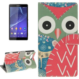 Handyh�lle Tasche f�r Handy Sony Xperia Z3 Compact Eule mit Reh