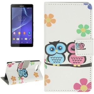 Handyh�lle Tasche f�r Handy Sony Xperia Z3 Compact Verliebtes Eulen Paar