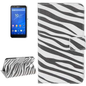 Handyh�lle Tasche f�r Handy Sony Xperia E4 Zebra Streifen