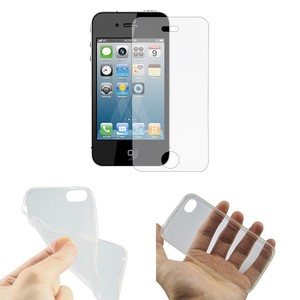Apple iPhone 4 / 4s Case Handy H�lle Schutz Tasche Ultra D�nn nur 0,3 mm Case Cover Schutzh�lle Schale Panzer Glas Echtglas Display Schutz