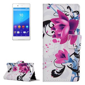Handyh�lle Tasche f�r Handy Sony Xperia Z4 Compact Lotusblume