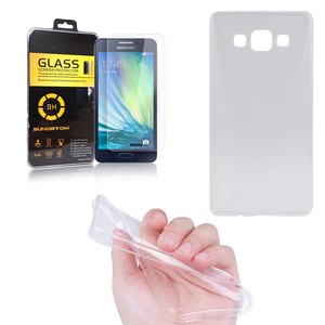 Samsung Galaxy A3 Case Handy Hlle Schutz Tasche Ultra Dnn nur 0,3 mm Case Cover Schutzhlle Schale + Panzer Glas Echtglas Display Schutz