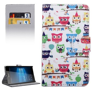 Handyh�lle Tasche f�r Handy Microsoft Lumia 950 XL Eulen Party