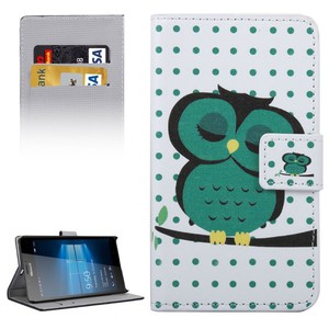 Handyh�lle Tasche f�r Handy Microsoft Lumia 950 XL Dicke Eule auf Ast