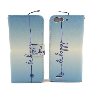  Handyh�lle Tasche f�r Case Handy ZTE Blade V6 Schriftzug Be Happy Blau