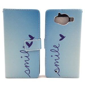 Handyh�lle Tasche f�r Handy Microsoft Lumia 950 Schriftzug Smile Blau