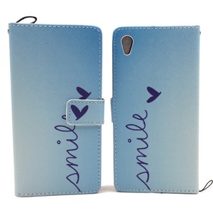 Handyh�lle Tasche f�r Handy Sony Xperia Z5 Premium Schriftzug Smile Blau
