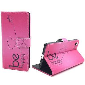 Handyhlle Tasche fr Handy Sony Xperia Z5 Premium Be Happy Pink