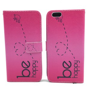 Handyh�lle Tasche f�r Handy Apple iPhone 6 / 6s Plus Be Happy Pink