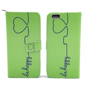 Handyh�lle Tasche f�r Handy Apple iPhone 6 / 6s Plus Be Happy Gr�n