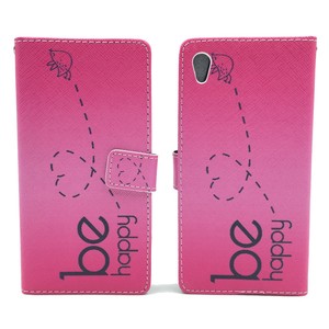 Handyh�lle Tasche f�r Handy Sony Xperia Z5  Be Happy Pink