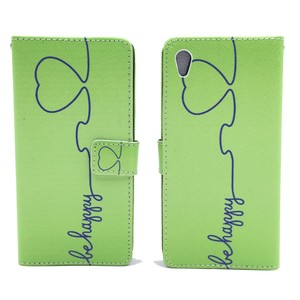 Handyh�lle Tasche f�r Handy Sony Xperia Z5  Be Happy Gr�n