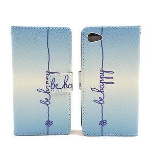 Handyh�lle Tasche f�r Handy Sony Xperia Z5 Compact Schriftzug Be Happy Blau
