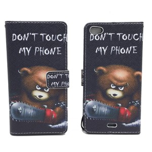 Handyh�lle Tasche f�r Handy Wiko Highway Pure  Schriftzug B�r mit Kettens�ge