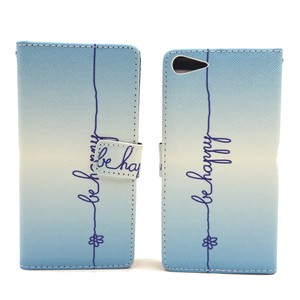 Handyh�lle Tasche f�r Handy Wiko Fever 4G  Schriftzug Be Happy Blau