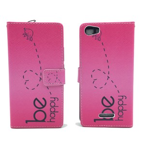 Handyh�lle Tasche f�r Handy Wiko Fever 4G  Be Happy Pink