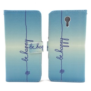 Handyh�lle Tasche f�r Handy Lenovo ZUK Z1 Schriftzug Be Happy Blau