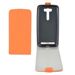 Flip Schutz Hlle fr Asus Zenfone 2 Laser (5,0 Zoll) Orange Leder-Imitat Slim Flex