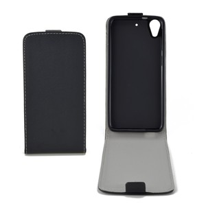 Flip Schutz H�lle f�r HTC Desire 626 Schwarz Leder-Imitat Slim Flex