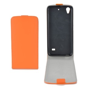 Flip Schutz Hlle fr Huawei Ascend G620s Orange Leder-Imitat Slim Flex