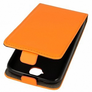 Flip Schutz Hlle fr Huawei Ascend Y540 Orange Leder-Imitat Slim Flex
