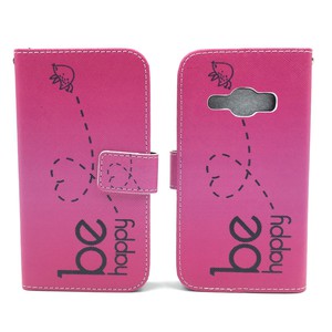 Handyh�lle Tasche f�r Handy Samsung Galaxy J1 (2016) Be Happy Pink