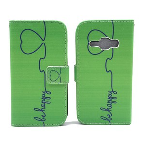 Handyh�lle Tasche f�r Handy Samsung Galaxy J1 (2016) Be Happy Gr�n