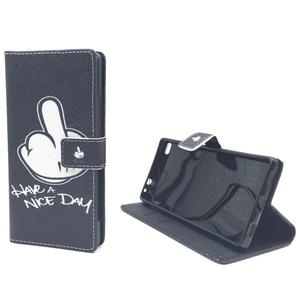 Handyh�lle Tasche f�r Handy Huawei P8 Have A Nice Day Schwarz