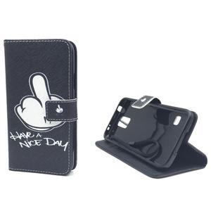 Handyh�lle Tasche f�r Handy Samsung Galaxy S5 / S5 Neo Have A Nice Day Schwarz