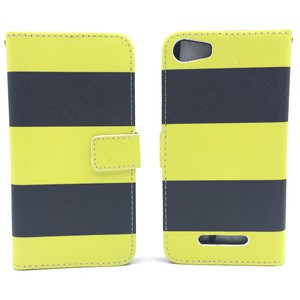 Handyh�lle Tasche f�r Handy Wiko Lenny 2 Schwarz / Gelb