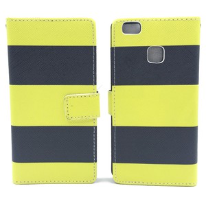 Handyh�lle Tasche f�r Handy Huawei P9 Lite Schwarz / Gelb