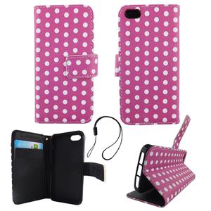 Handyh�lle Tasche f�r Handy Apple iPhone 5 / 5s / SE Polka Dot Lila Weiss