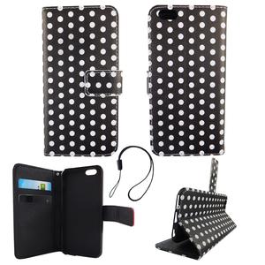 Handyh�lle Tasche f�r Handy Apple iPhone 6 / 6s Polka Dot Schwarz Weiss